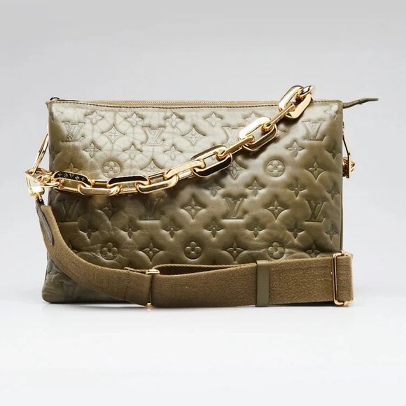 Louis Vuitton Green Monogram Embossed Leather Coussin MM Bag - Picture 1 of 12
